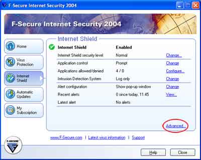 Configurar o Firewall de segurança de Internet F-Secure