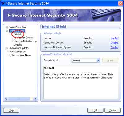 Configurar o Firewall de segurança de Internet F-Secure
