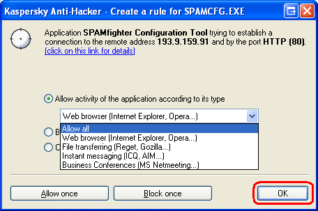 4. Click "OK" to save the settings for the future.