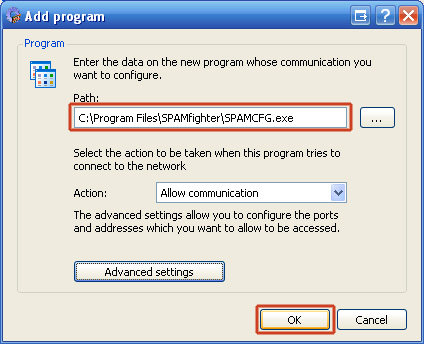 10. The chosen path will now be specified in the Path field. Click "Ok".