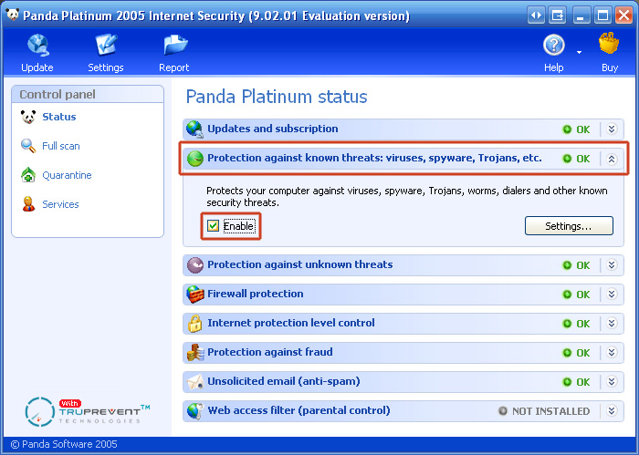 3. Click the pane "Protection against known threats"