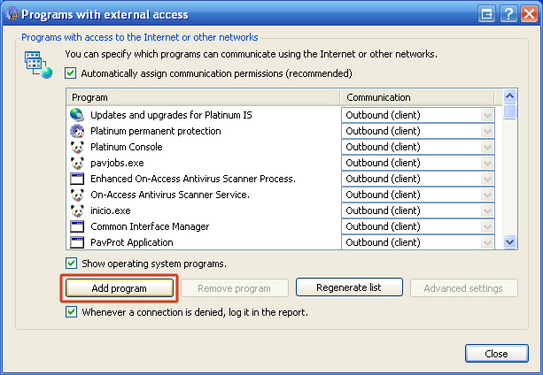 7. Click the "Add program"