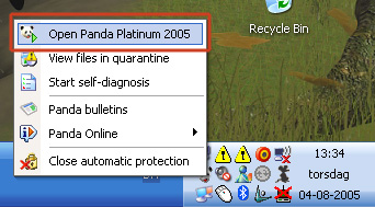 2. Click &quot;Open Panda Titanium Antivirus 2005&quot;. <br /> <br />