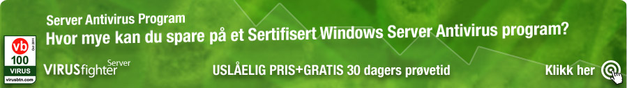 VIRUSfighter Server er tilgjengelig GRATIS for en 30 dagers prøveperiode, hvor du etterpå har anledning til å kjøpe en lisens for ett, to eller tre år,
