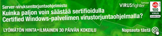 VIRUSfighter Palvelimesta on saatavilla ilmaiseksi 30 päivän kokeiluversio