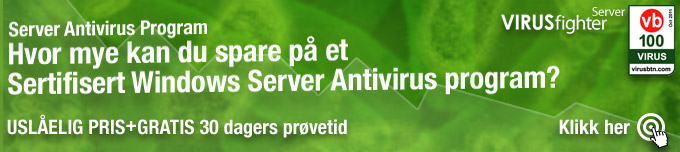 VIRUSfighter Server er tilgjengelig GRATIS for en 30 dagers prøveperiode, hvor du etterpå har anledning til å kjøpe en lisens for ett, to eller tre år,