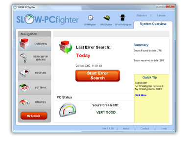 Faça o download de SLOW-PCfighter e tenha seu computador verificado, diagnosticado e consertado!