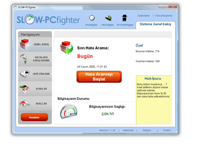 SLOW-PCfighter'ı indirin ve bilgisayarınız taransın, teşhis edilsin ve tamir edilsin!