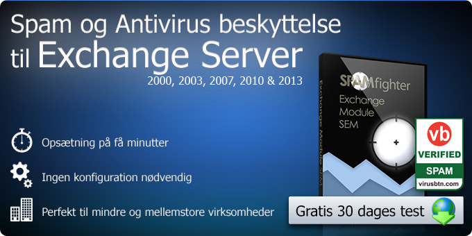 Spam og Antivirus Filter til Exchange Server 2000,  2003, 2007 og 2010