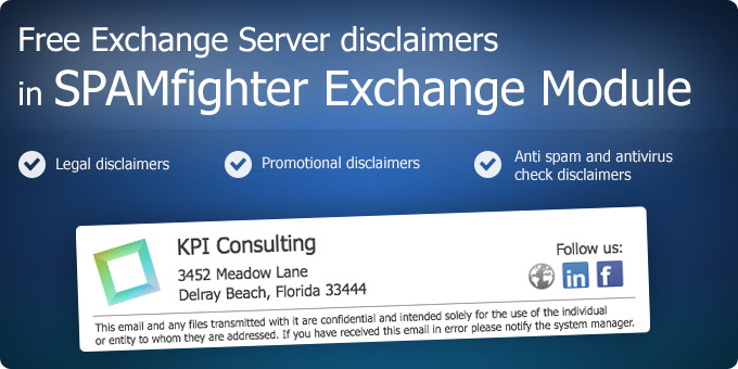 Безплатни „Отказ от отговорност&quot; Exchange Server сигнатури в спам филтъра за MS Exchange.