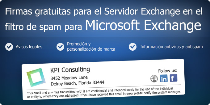 Firmas gratuitas para el Servidor Exchange en el filtro de <strong>spam</strong> para Microsoft Exchange