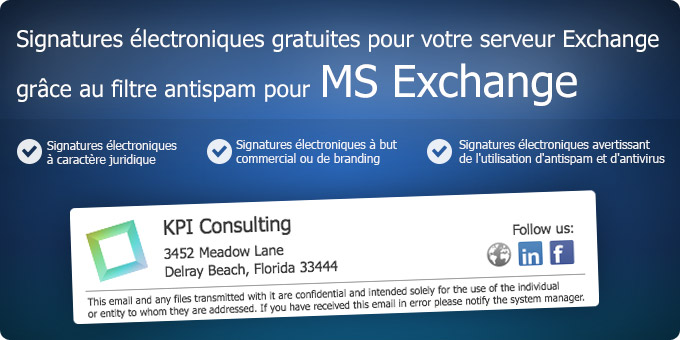 Signatures électroniques gratuites pour votre serveur Exchange grâce au filtre antispam pour MS Exchange