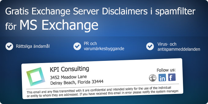 Gratis Exchange Server Disclaimers i spamfilter för MS Exchange