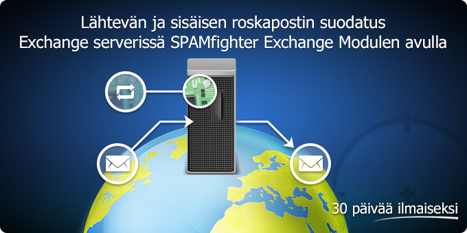 Lähtevän ja sisäisen roskapostin suodatus Exchange serverissä SPAMfighter Exchange Modulen avulla
