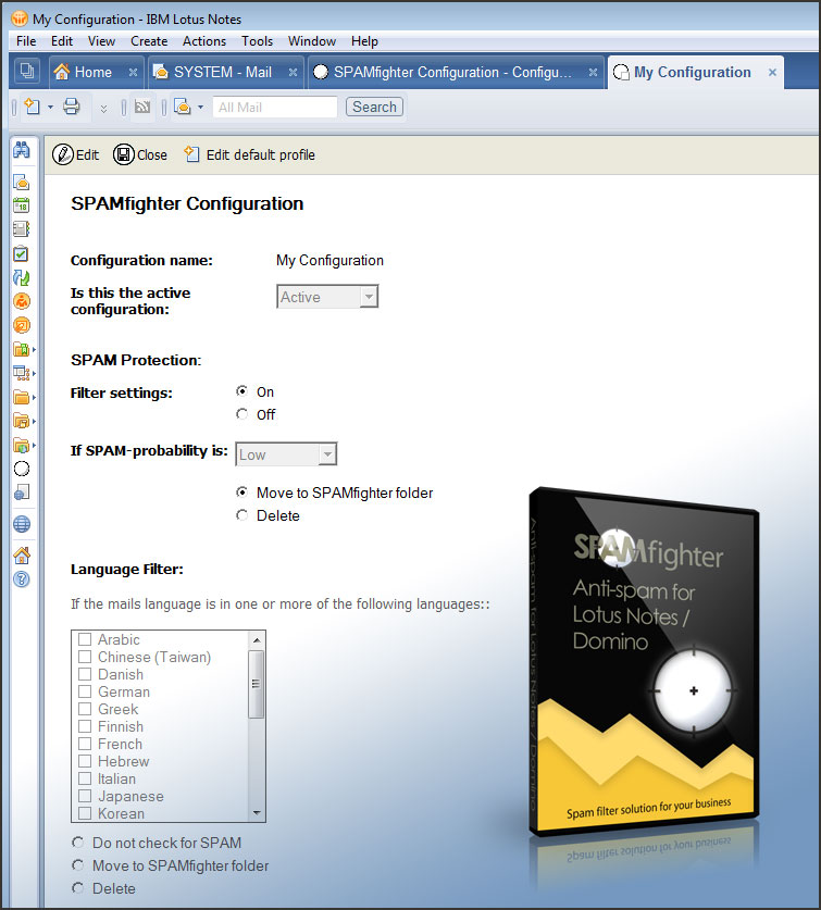 Click to view SPAMfighter Domino Module 1.0.6.2 screenshot