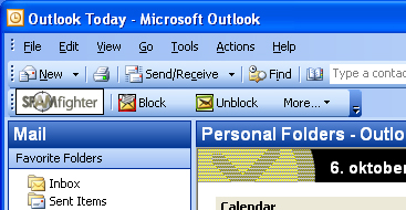 Screenshot vom Programm: SPAMfighter Standard