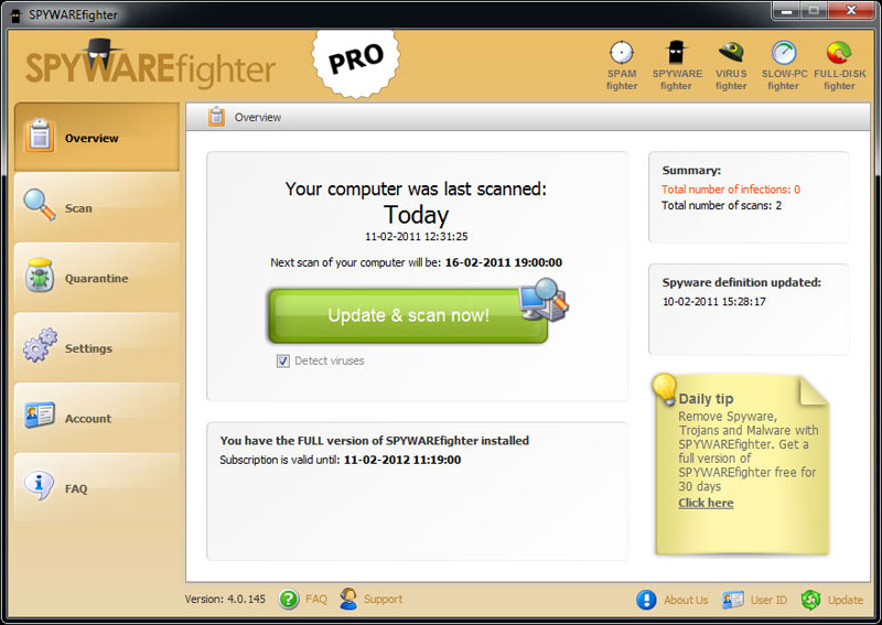 Click to view SPYWAREfighter 4.1.234 screenshot