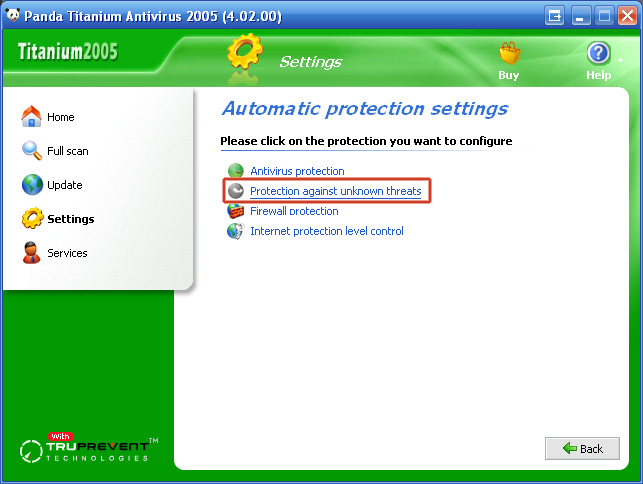 5. Click "Protection against unknown threats".<br />