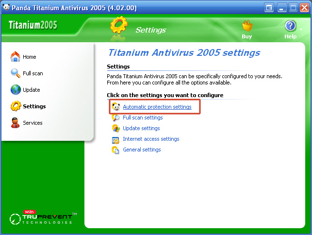 4. Clicca &quot;Automatic protection settings&quot;.