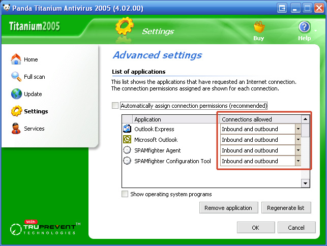 7. Scroll down the &quot;List of applications&quot; till you find the following programs:<br />&quot;Microsoft Outlook&quot;<br />&quot;Outlook Express&quot;<br />&quot;SPAMfighter Agent&quot;<br />&quot;SPAMfighter Configuration Tool&quot;<br />