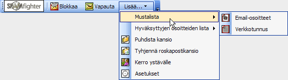 Mustalista ja blokkaa verkkotunnukset ja sähköpostit