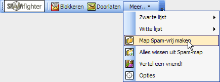 Wanneer uSPAMfighter voor het eerst gebruikt, is het een goed idee om eerst alle oude spam uit uw inbox te verwijderen. U doet dit door te klikkenop