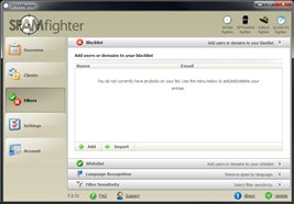 SPAMfighter a une interface utilisateur très simple.