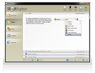 Après installation de SPAMfighter, vous obtiendrez immédiatement un compte e-mail &quot;propre&quot;. Si un e-mail isolé passe tout de même à travers le filtre, vous aurez le plaisir exquis de le signaler en appuyant sur une seule touche et de penser avec satisfaction que <strong> 8,968,667</strong> personnes à travers le monde ne verront jamais ce mail.