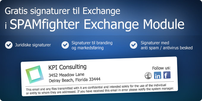 Gratis signaturer (disclaimers) til Exchange til Exchange Spam Filter