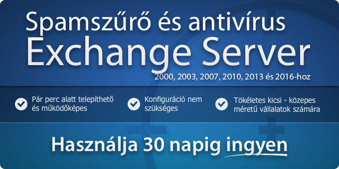Spamszűrő és antivírus Exchange Server 2000, 2003, 2007, 2010, 2013 és 2016-hoz