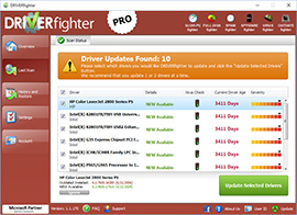 Slike zaslona softvera DRIVERfighter