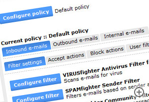 SPAMfighter Exchange Module has a variety of spam filters at your disposal. Configure them as you please. No fuss though - the default settings work great for most organizations.