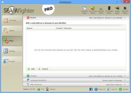 SPAMfighter ha un'interfaccia utente molto semplice.