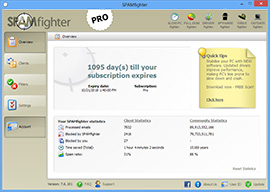 View live statistics of the spam that SPAMfighter has removed.