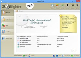 In der Statistik können Sie zu jeder Zeit nachsehen, vor wievielen Spammails SPAMfighter Sie bereits verschont hat.