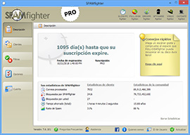 Consulte estadísticas en tiempo real del <em>spam</em> que SPAMfighter ha eliminado.